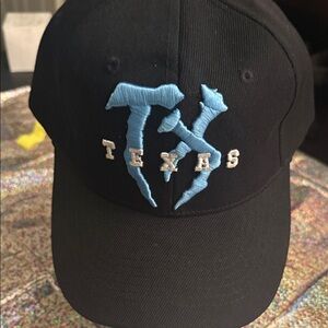 Unisex Adjustable Black Cap with Blue Texas Embroidery